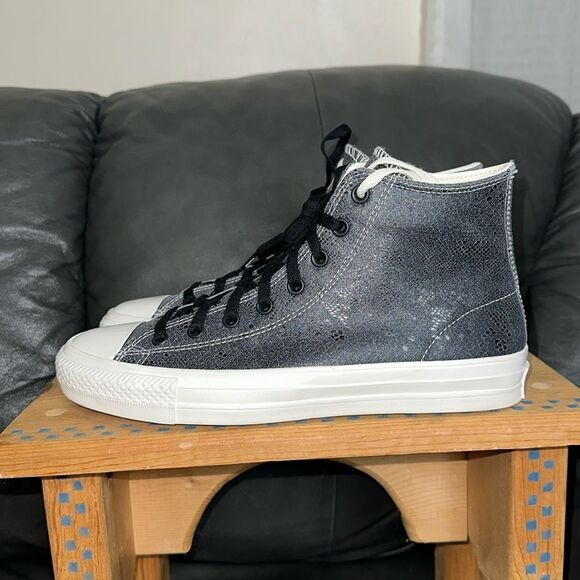 CONVERSE 11 M/13 W Unisex Black Genuine Snake Print Leather Skate Sneakers - Picture 3 of 15